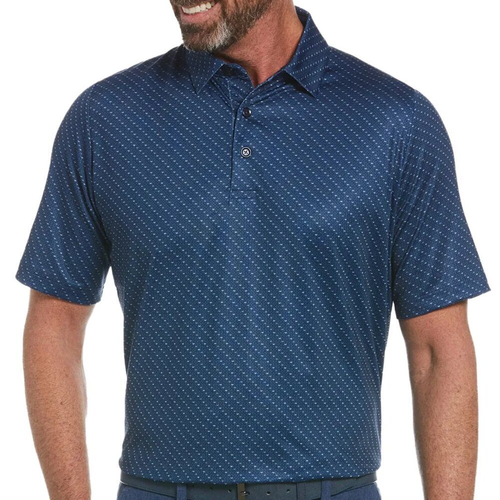 Callaway Men's Opti-Dri Swing Tech Allover Chevron Print Polo in Peacoat Blue, M
